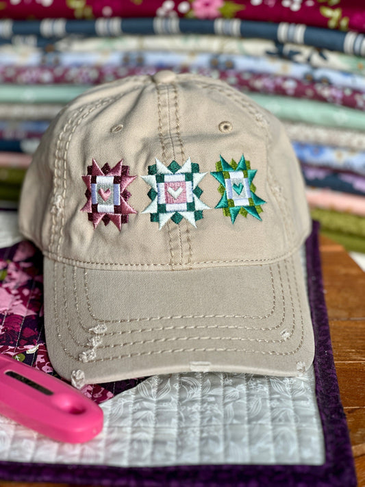 Distressed Cap "Quilt Blocks"
