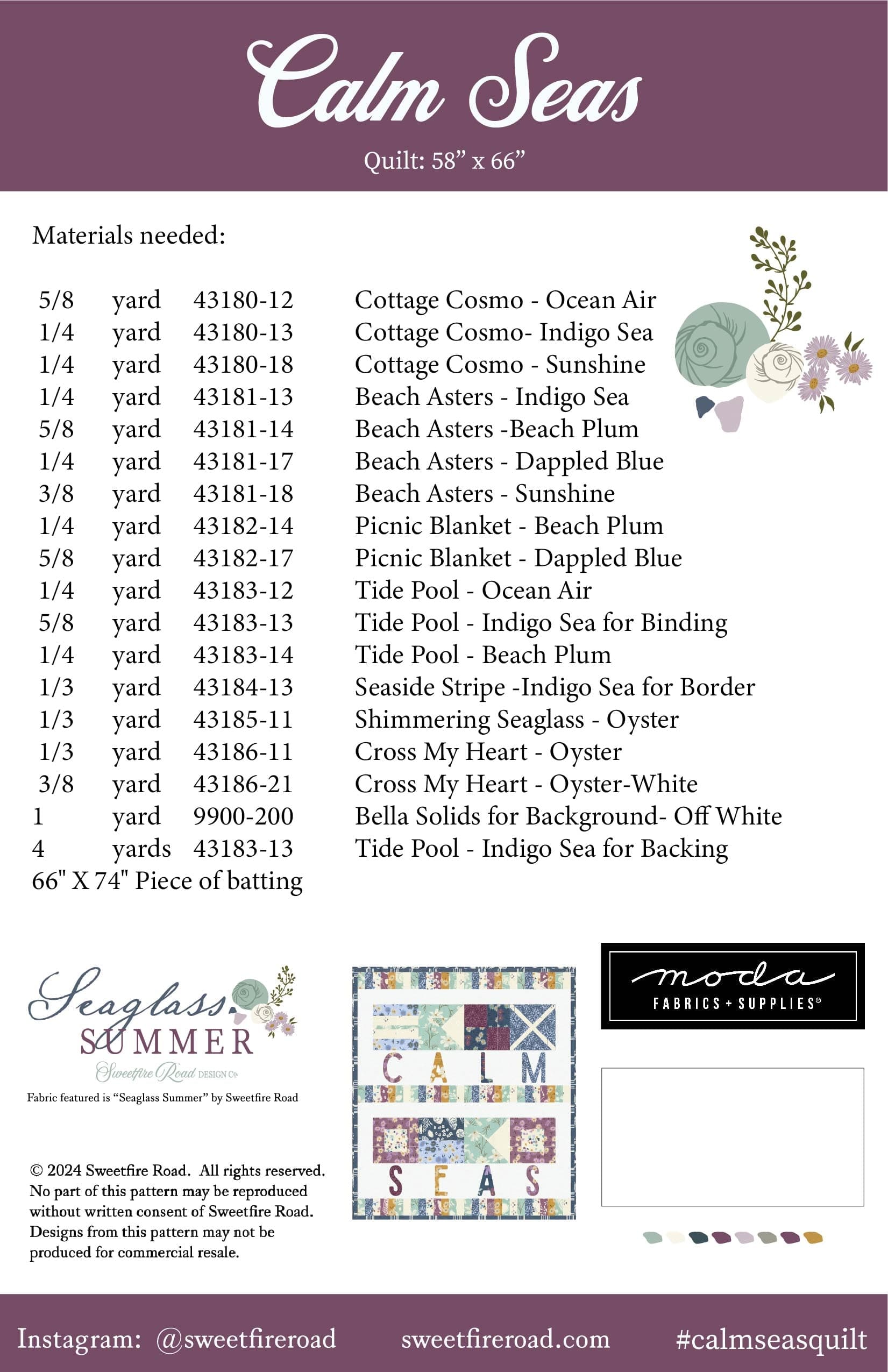 Moda Calm Seas Quilt Pattern (PRINTED) *PREORDER*