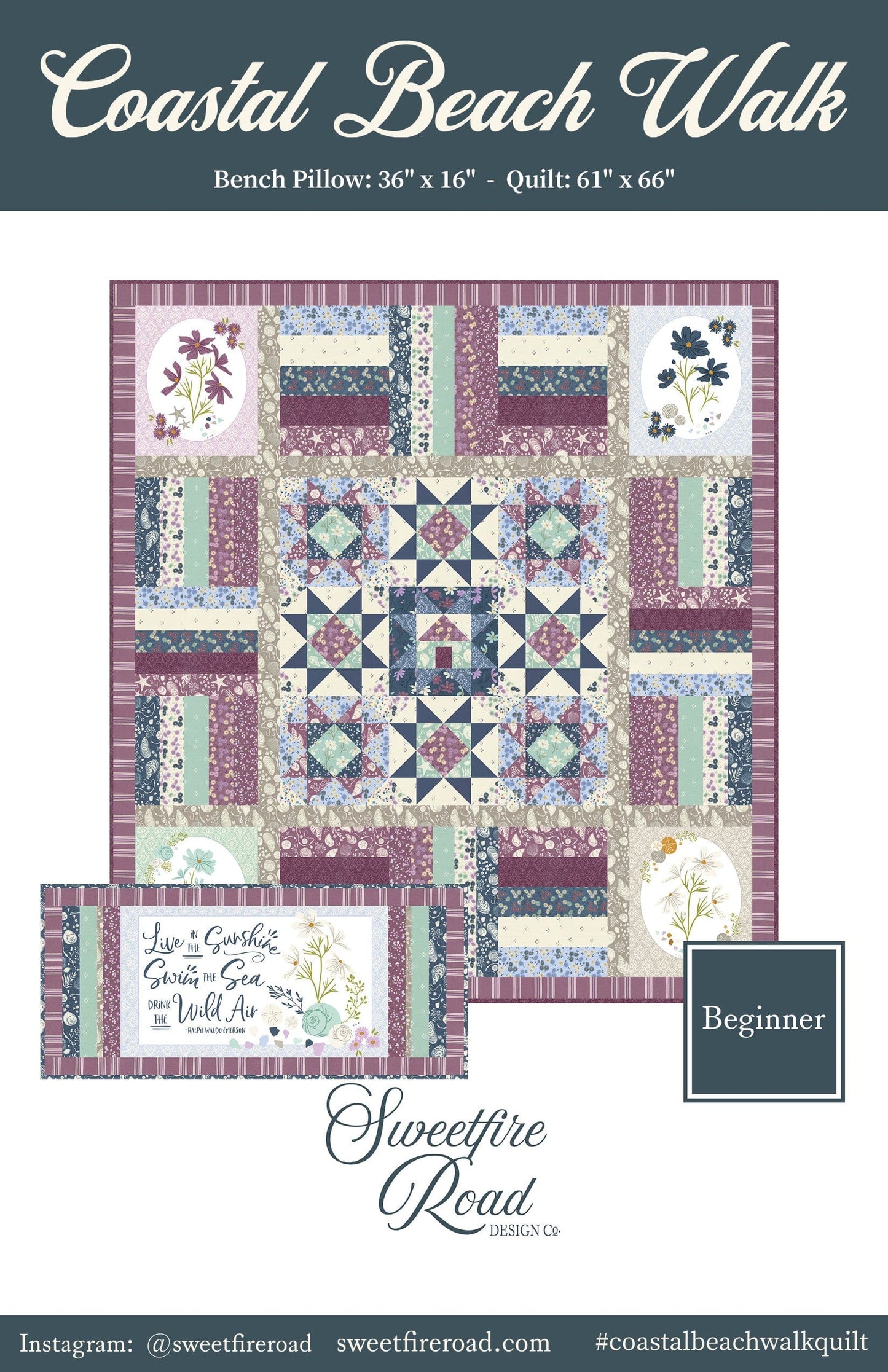 Moda Coastal Beach Walk Quilt + Pillow Pattern (PRINTED) *PREORDER*
