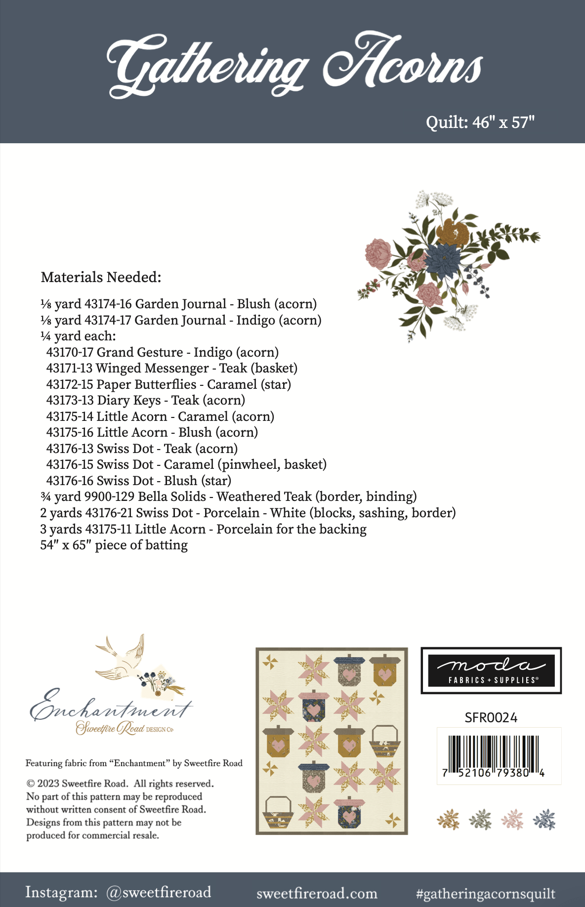 Moda Enchantment "Gathering Acorns" Quilt Pattern (DIGITAL DOWNLOAD)