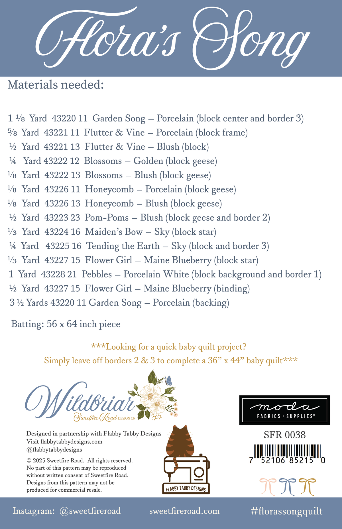 Moda "Flora's Song" Quilt Pattern - Downloadable PDF