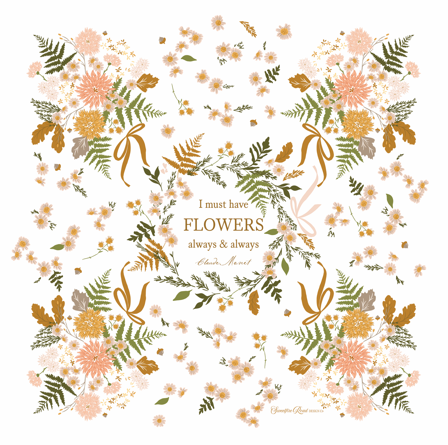 Moda "I Must have Flowers" Tea Towel (In stock - order now!)