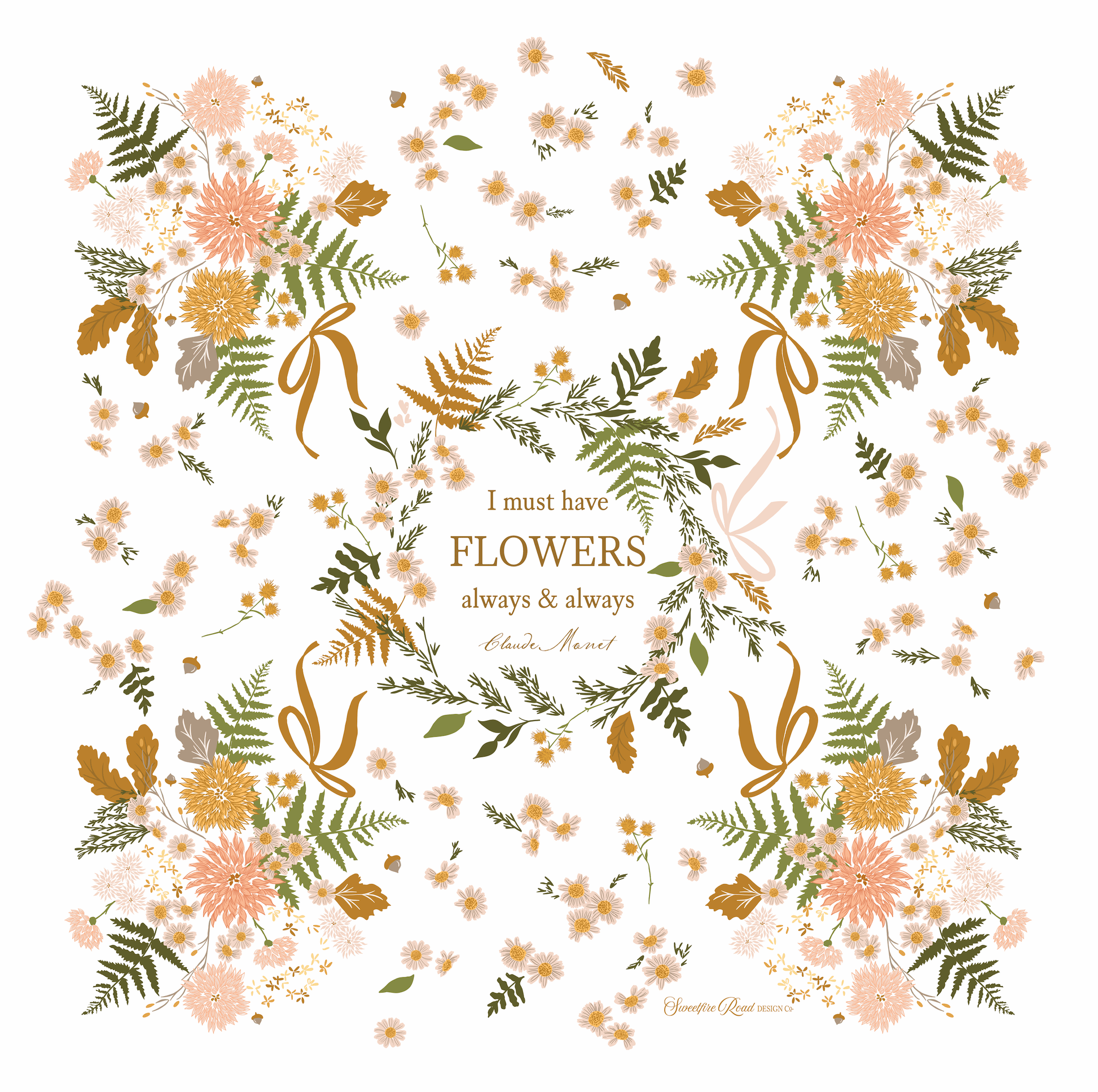 Moda "I Must have Flowers" Tea Towel (In stock - order now!)