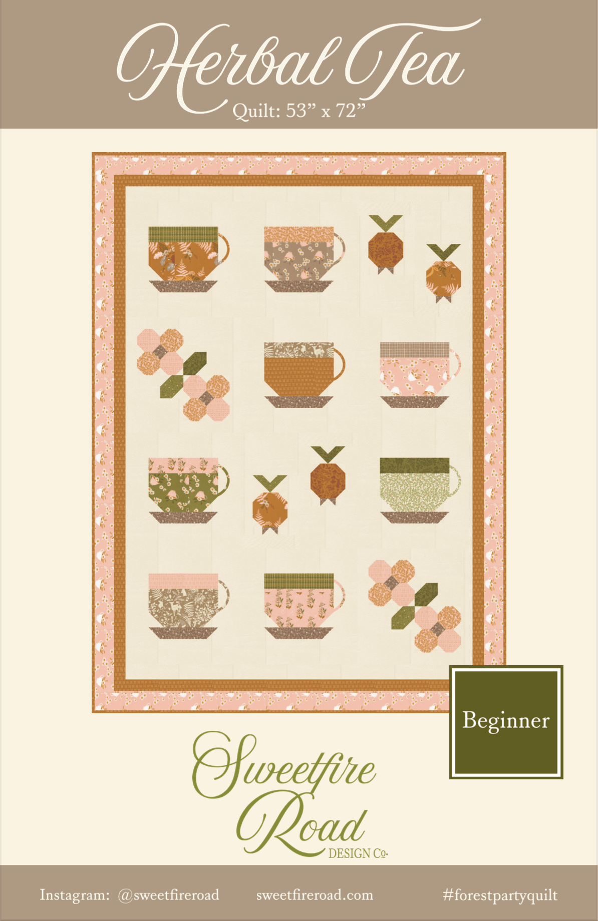 Moda Moda Frivolity - Herbal Tea Quilt Printed Pattern *PREORDER*