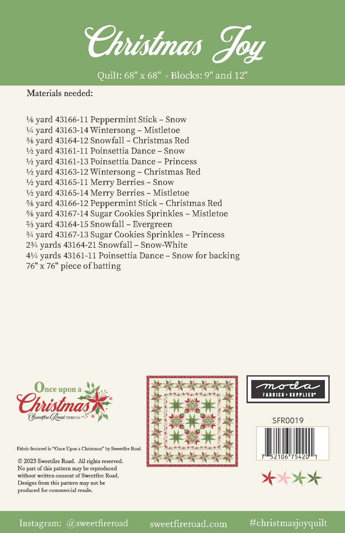 Moda Once Upon a Christmas "Christmas Joy" Quilt Pattern (DIGITAL DOWNLOAD)