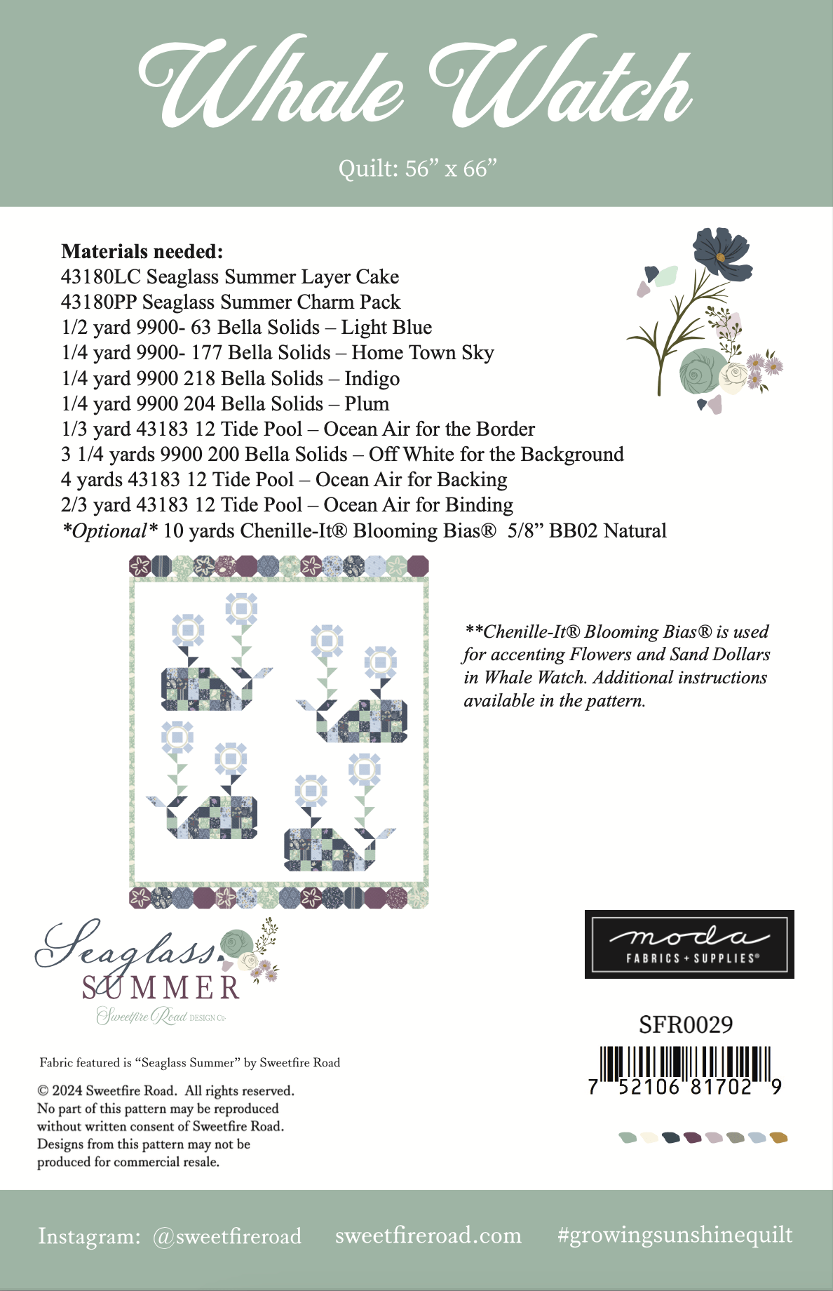 Moda Whale Watch Pattern (DIGITAL DOWNLOAD)