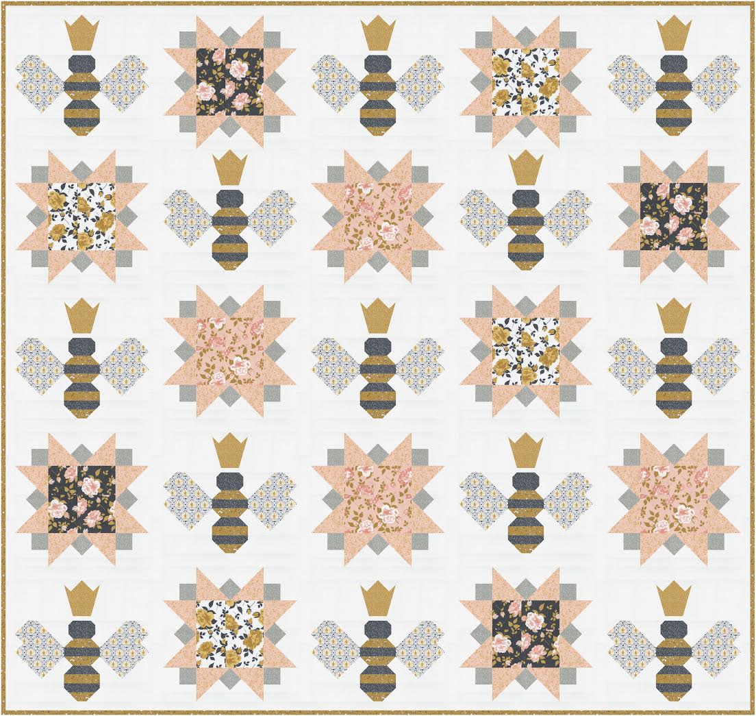 Moda Midnight in the Garden "Queen Bee" Quilt Pattern (DIGITAL DOWNLOAD)