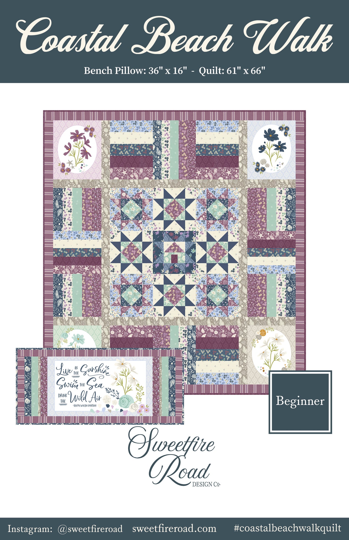 Coastal Beach Walk Quilt + Pillow Pattern (PRINTED) *PREORDER*