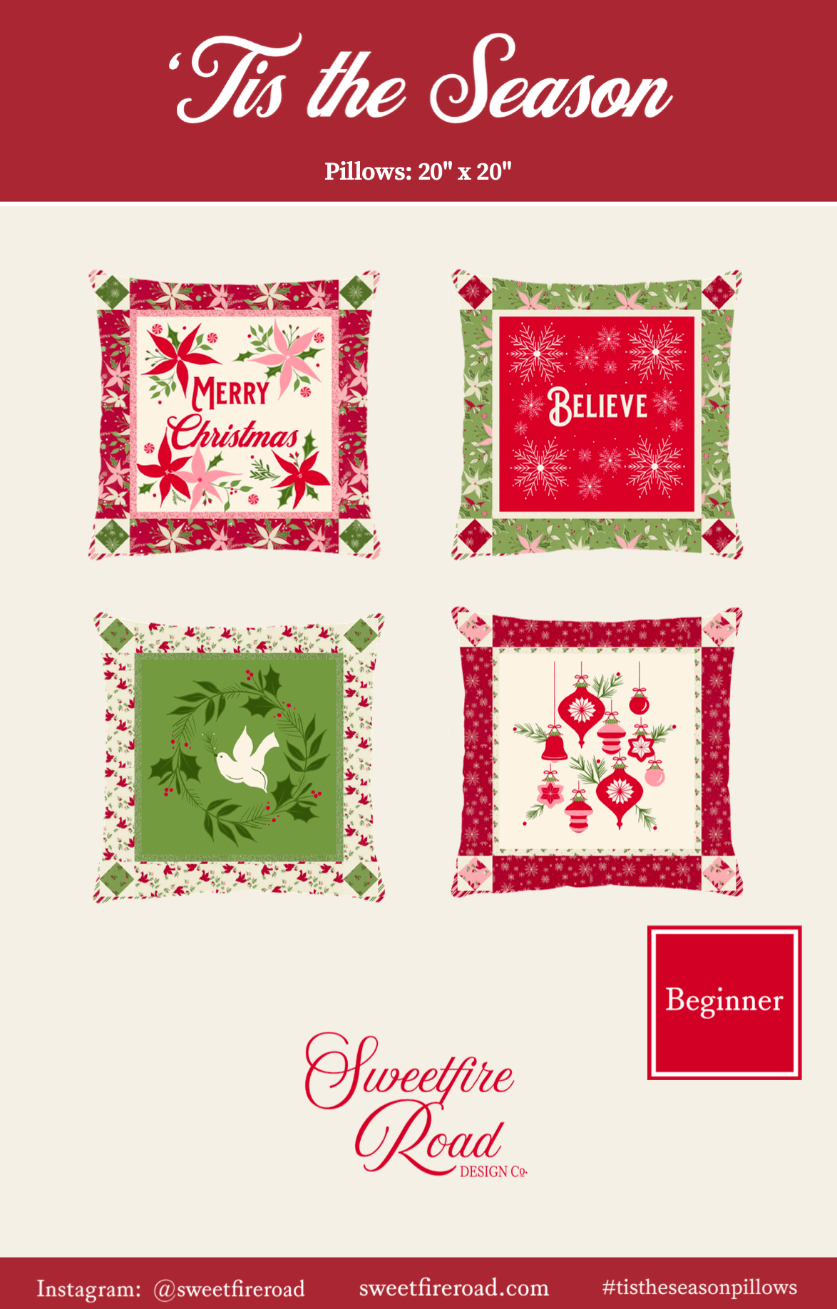 Moda Once Upon a Christmas "Tis the Season" Pillow Patterns (DIGITAL DOWNLOAD)