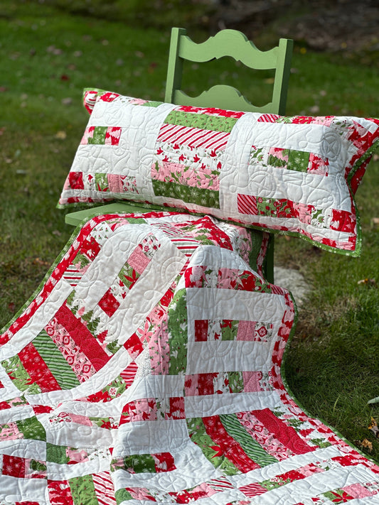 Moda Once Upon a Christmas "Wrapping Party" Quilt Pattern + Bench Pillow Pattern (DIGITAL DOWNLOAD)