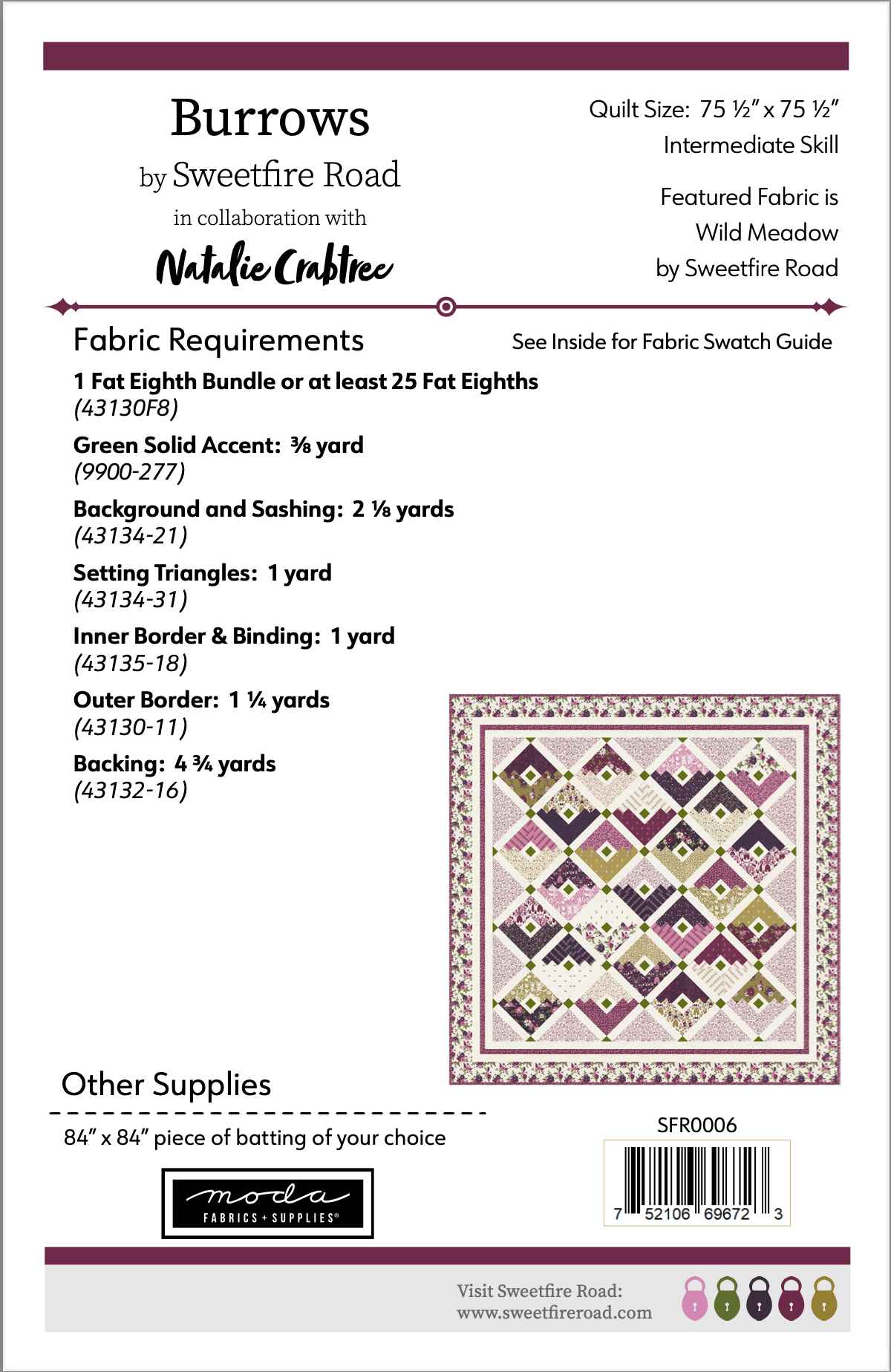 Moda Wild Meadow "Burrows" Quilt Pattern (DIGITAL DOWNLOAD)