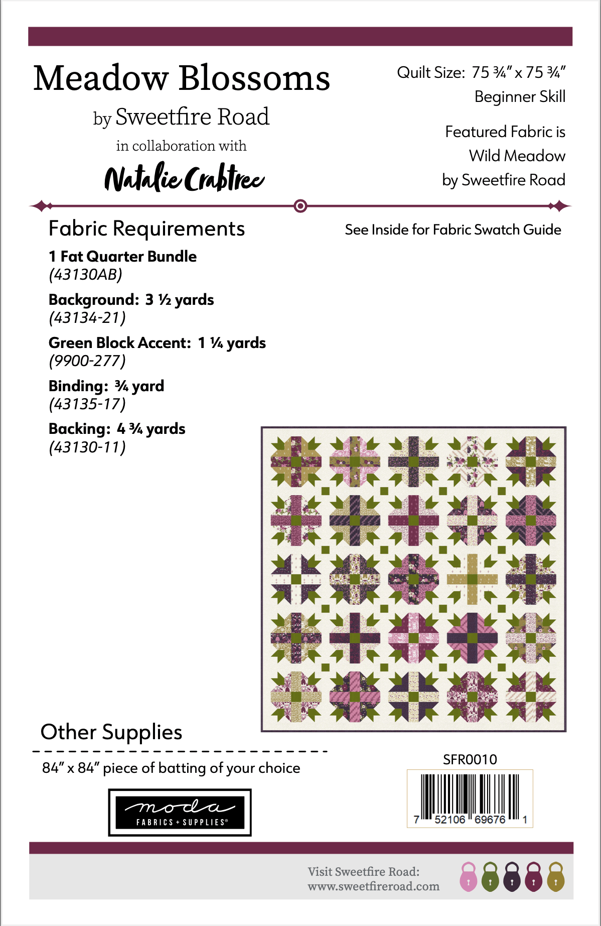 Moda Wild Meadow "Meadow Blossoms" Quilt Pattern (DIGITAL DOWNLOAD)